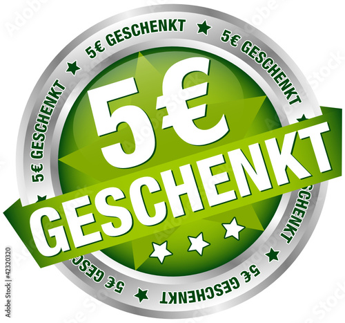 Button Banner "5 € geschenkt" grün/silber
