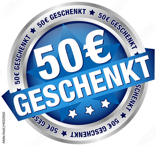 Button Banner "50 € geschenkt" blau/silber