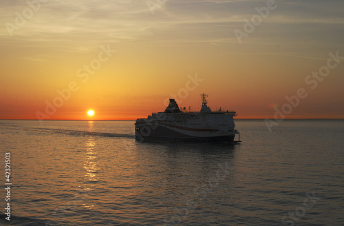 Car Ferry in sunset at Calais. France © nickos