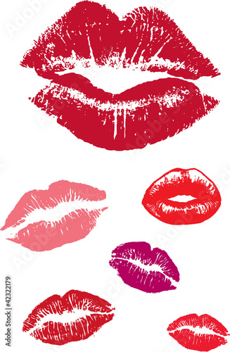Fotografie, Obraz group of kiss lips