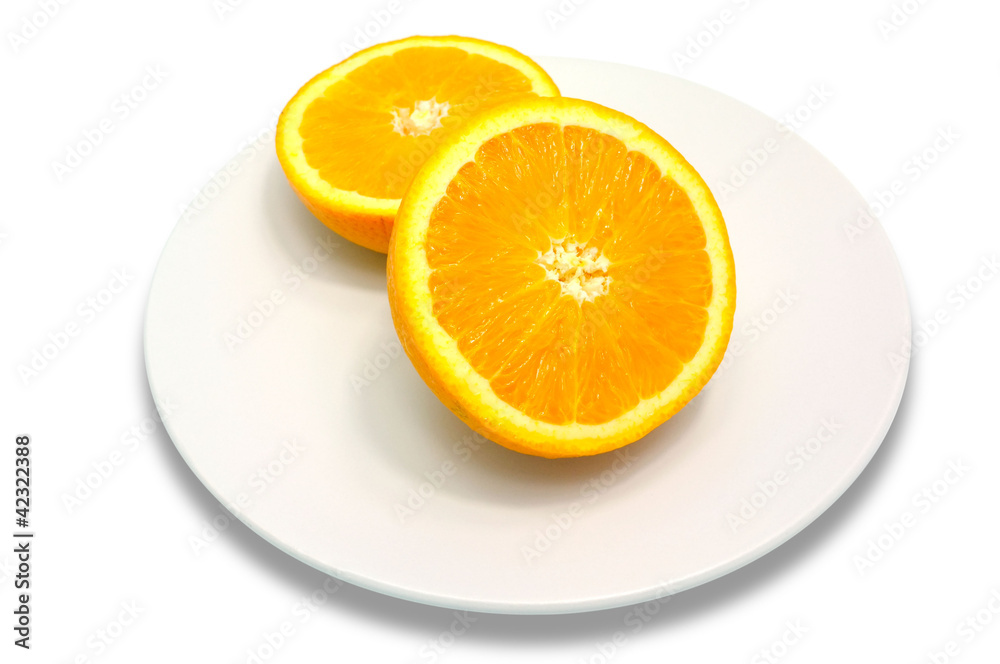 Sliced orange fruit segments isolated on white background Sliced orange fruit segments isolated on white background