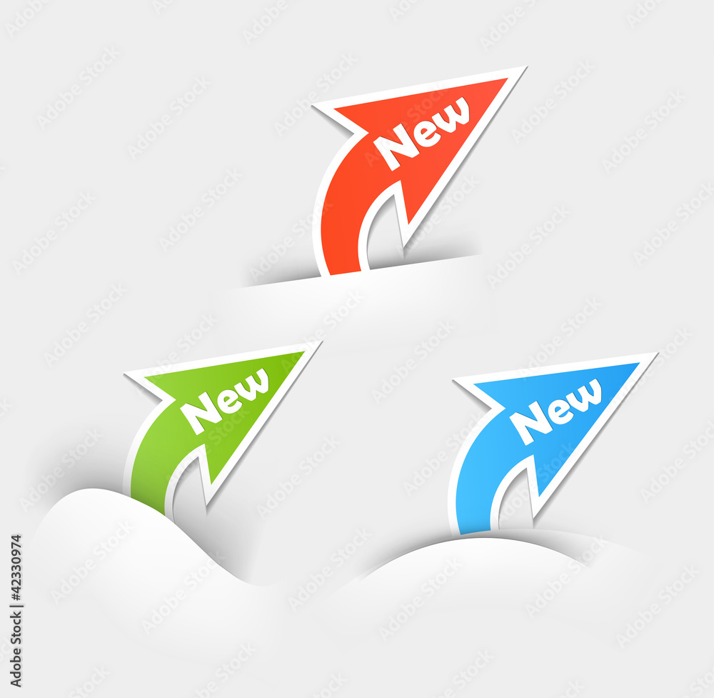 New labels. Arrow design elements