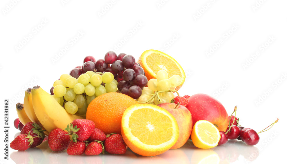 exotic fruits and berries isolated on white exotic fruits and berries isolated on white