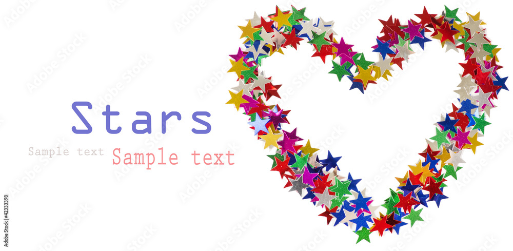 Big heart composed of many colored stars on white Big heart composed of many colored stars on white