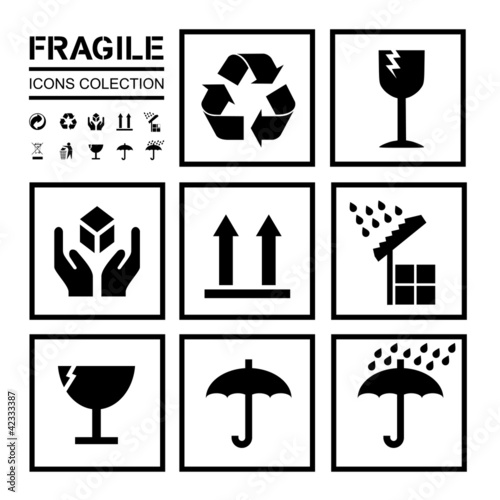 packaging / fragile icons collection - clear