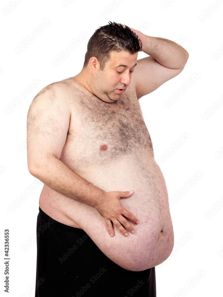 Naklejka premium Surprised fat man