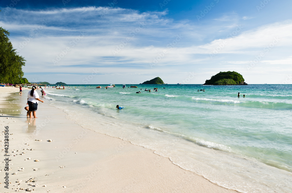 Joyful people at beach of Thailand in holiday Joyful people at beach of Thailand in holiday