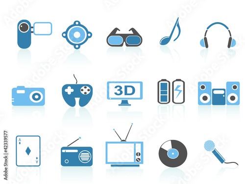 media entertainment icons ,blue series