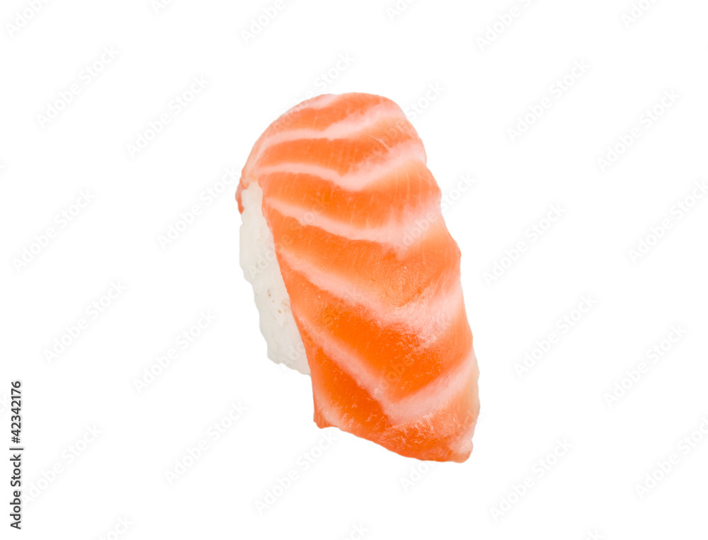 studio shoot of japanese sushi vaki with salmon on white backgro studio shoot of japanese sushi vaki with salmon on white backgro