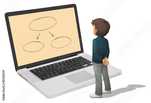 Standing next to computer