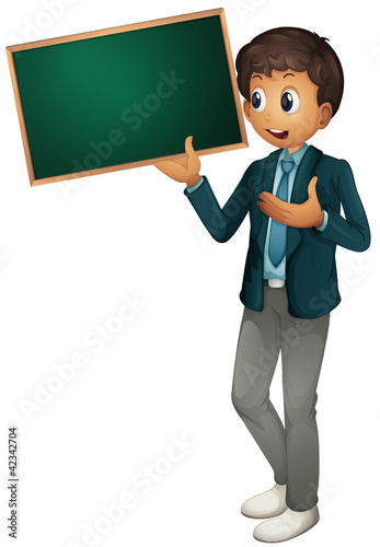Boy holding sign