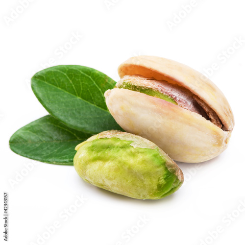 Pistachio nuts isolated on white background