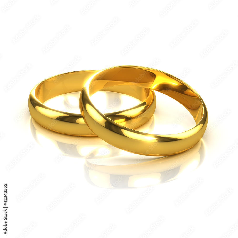 3d Two Gold Wedding Rings side view 3d Two Gold Wedding Rings side view