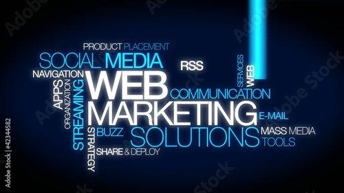 Internet Web marketing solutions blue tag cloud animation