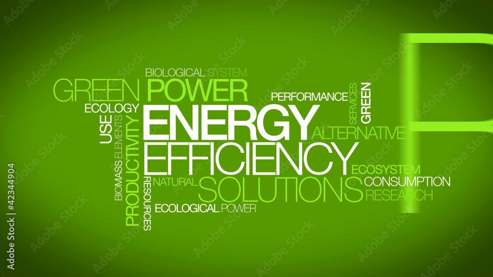 Green Power energy efficiency solutions tag cloud animation