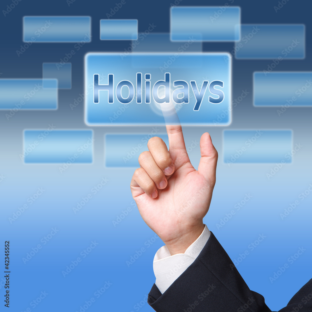 pushing holidays button on a touch screen interface pushing holidays button on a touch screen interface