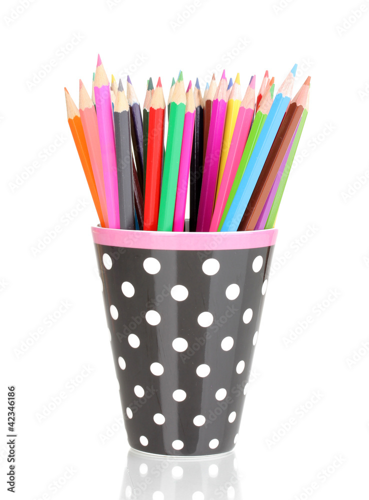 Color pencils in glass isolated on white Color pencils in glass isolated on white
