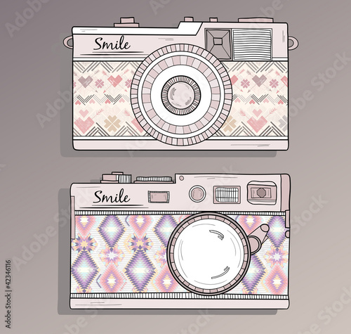 Retro photo cameras set.