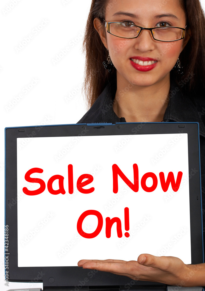 Sale Now On Online Message Shows Internet Bargains