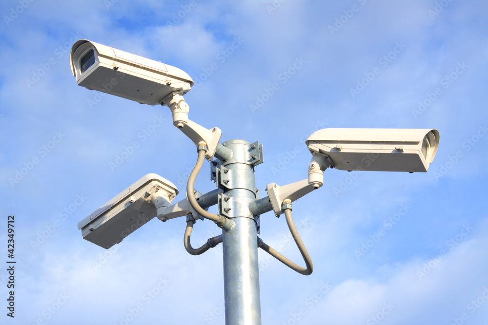 camera cctv and blue sky background camera cctv and blue sky background