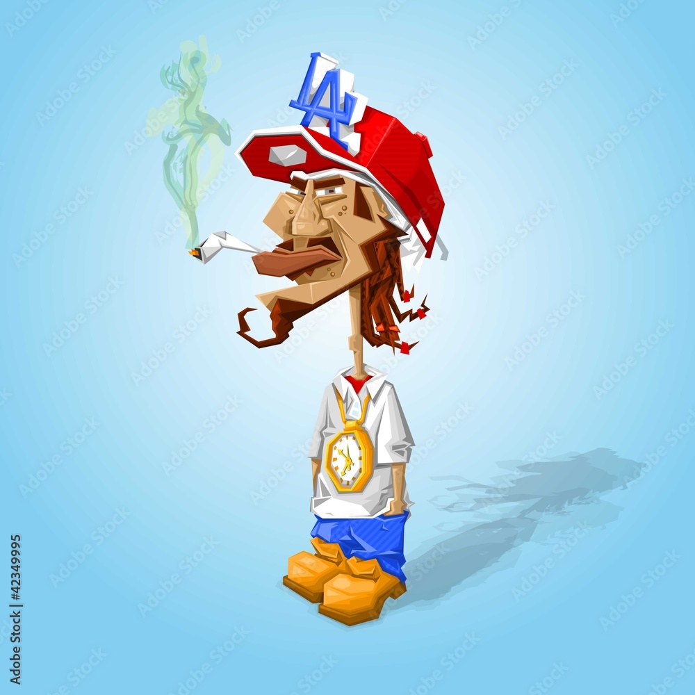 Fototapeta premium urban rapper hanging around, chilling,vector character