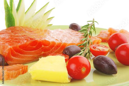 salmon fillet with vegetables and rosemary