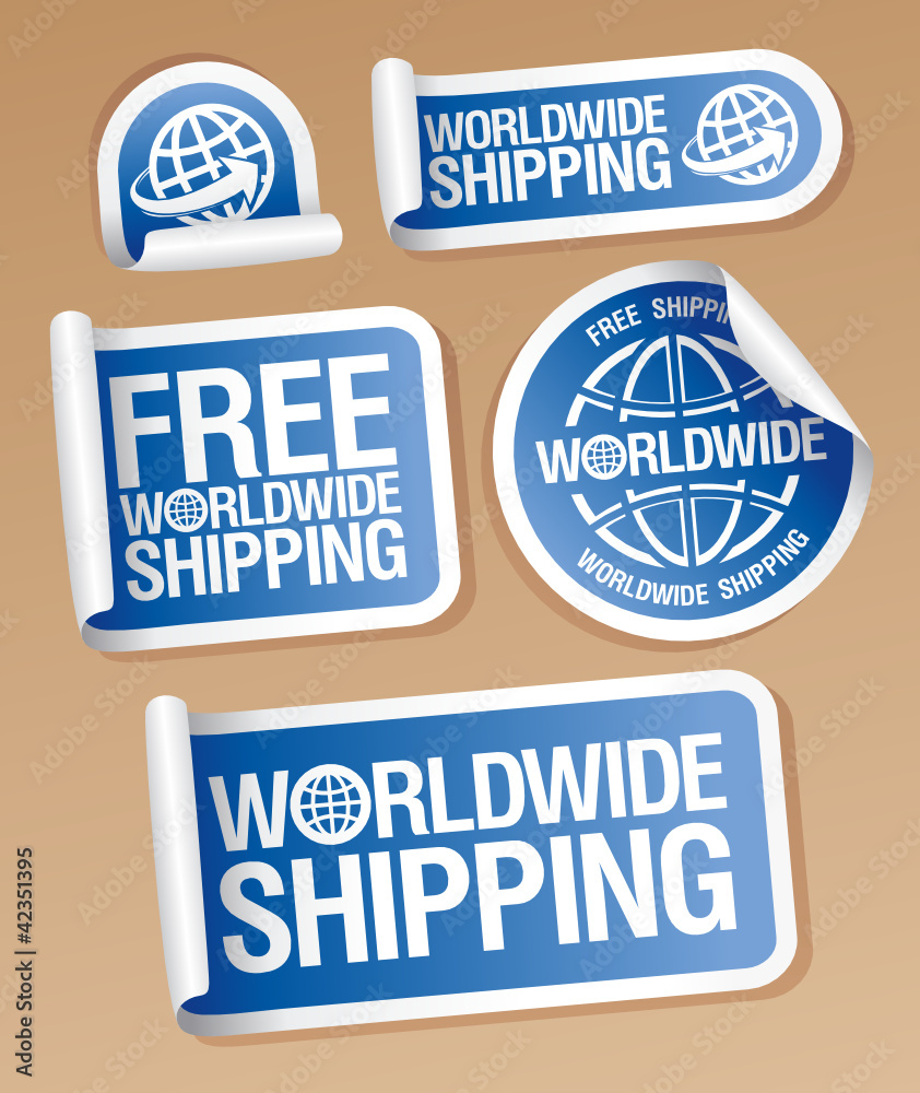World-wide shipping stickers set