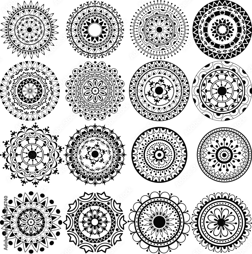 A set of beautiful mandalas and lace circles A set of beautiful mandalas and lace circles