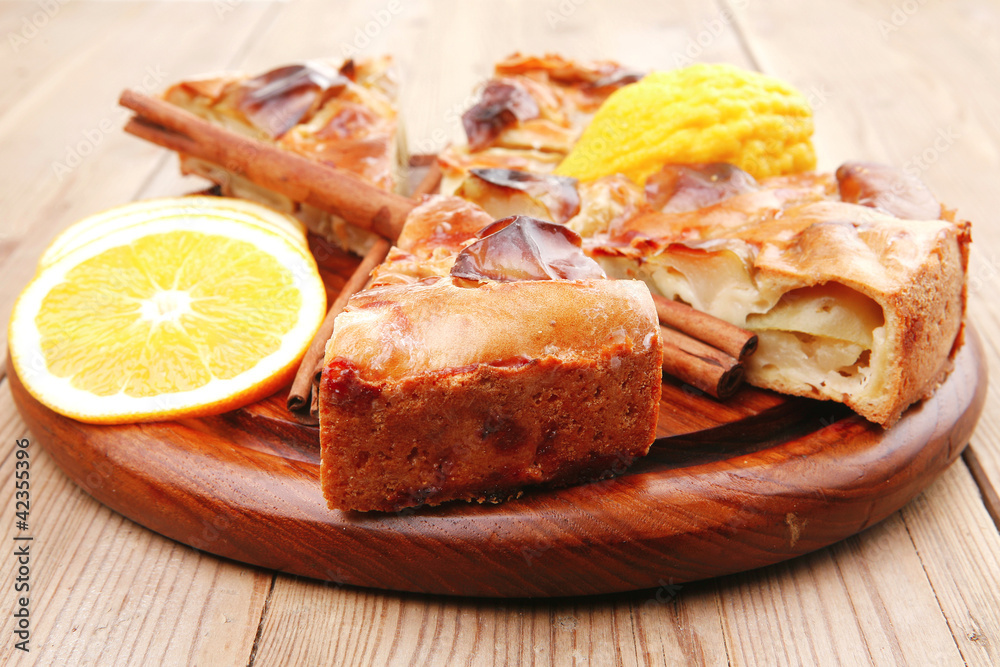 baked food : apple pie cuts and lemon baked food : apple pie cuts and lemon