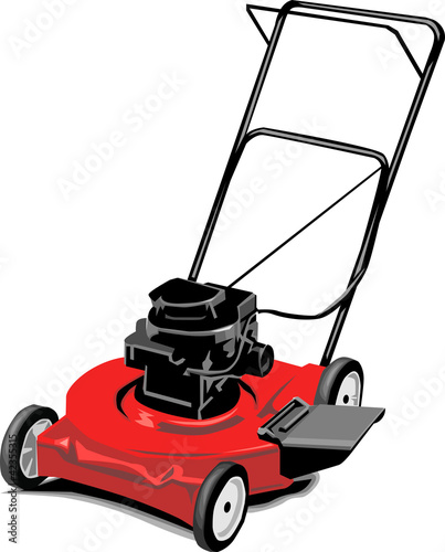 Red lawn mower