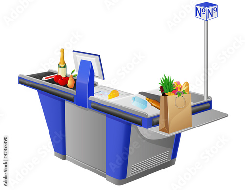 cash register terminal and foodstuffs