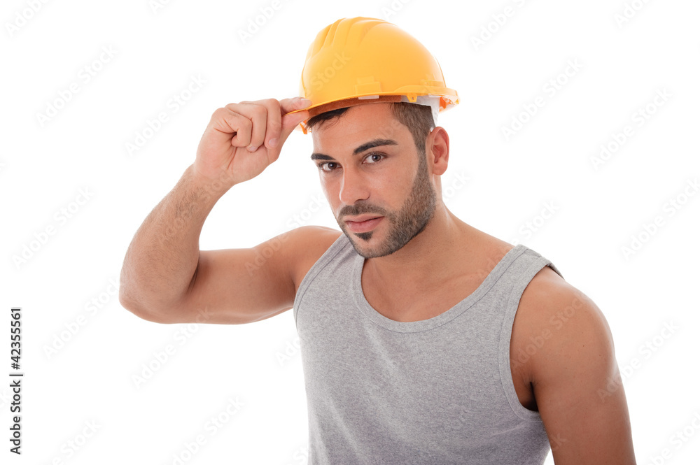 Bauarbeiter grüßt