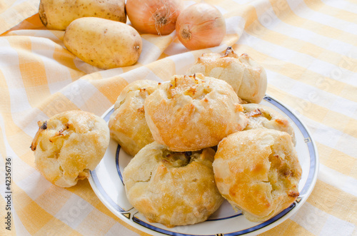 Knishes with potato and onion - Jewish pastry