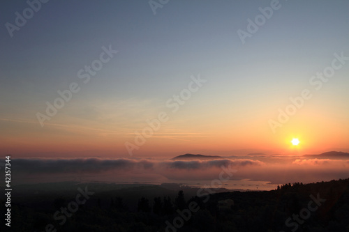 Scenic view of beautiful sunset over the mountains © viperagp