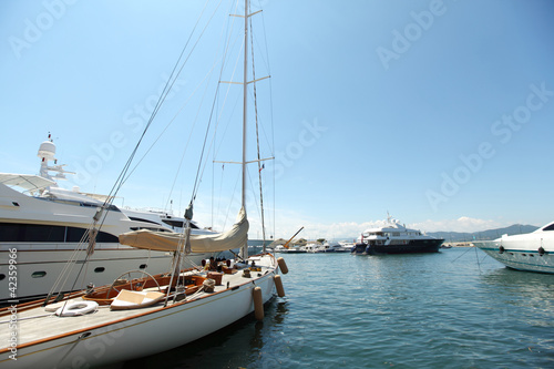 yacht in port © yellowj
