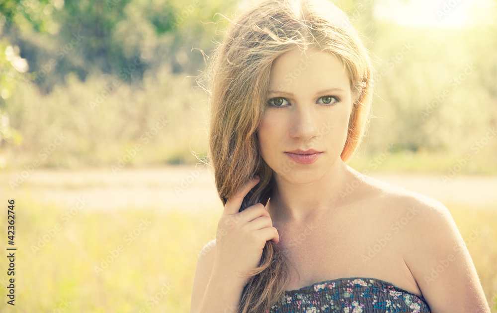 beautiful young woman on the nature of the summer beautiful young woman on the nature of the summer