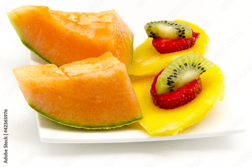 Melón,mango,fresa y kiwi