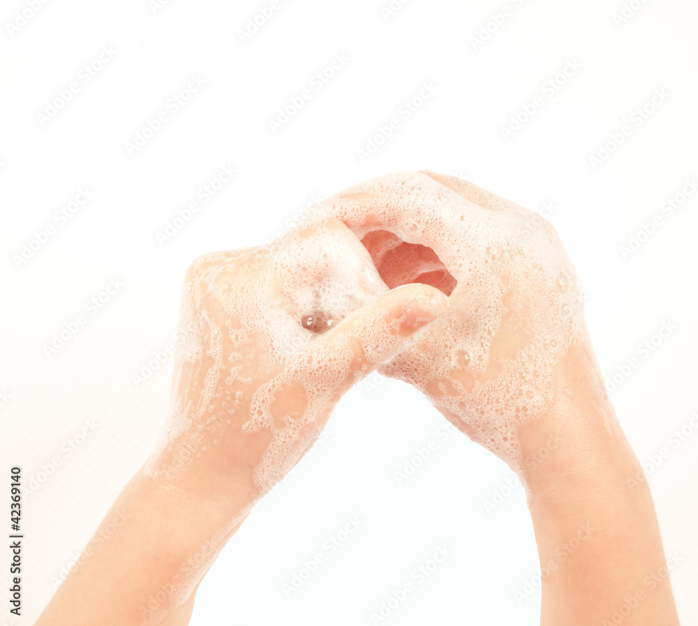 Fototapeta premium child hand wash