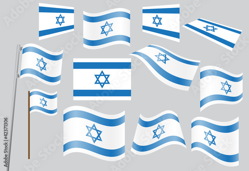 set of flags of Israel vector illustration