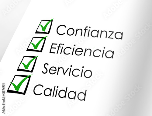 Quadro su tela Confianza - eficiencia - servicio - calidad