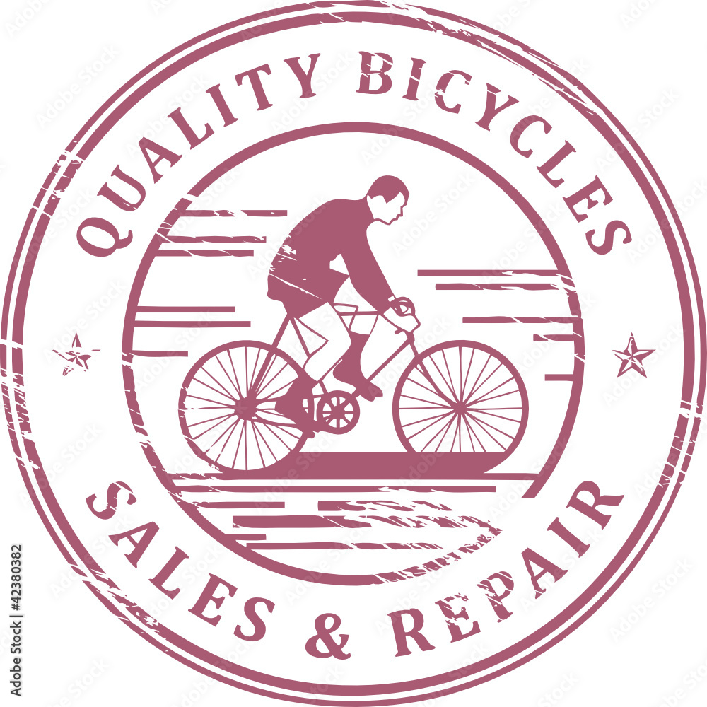 Stamp with bicycle and the words Quality Bicycles inside, vector Stamp with bicycle and the words Quality Bicycles inside, vector