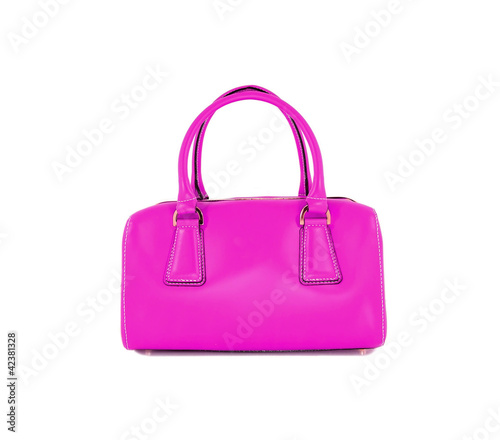 Pink women bag isolated on white background