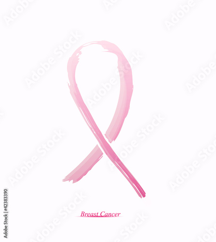 Pink ribbon on her chest to support breast cancer cause or AIDS.