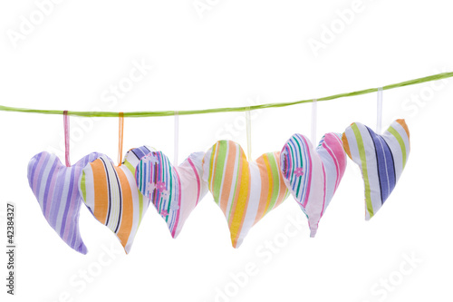 Stoffherzen auf der Leine