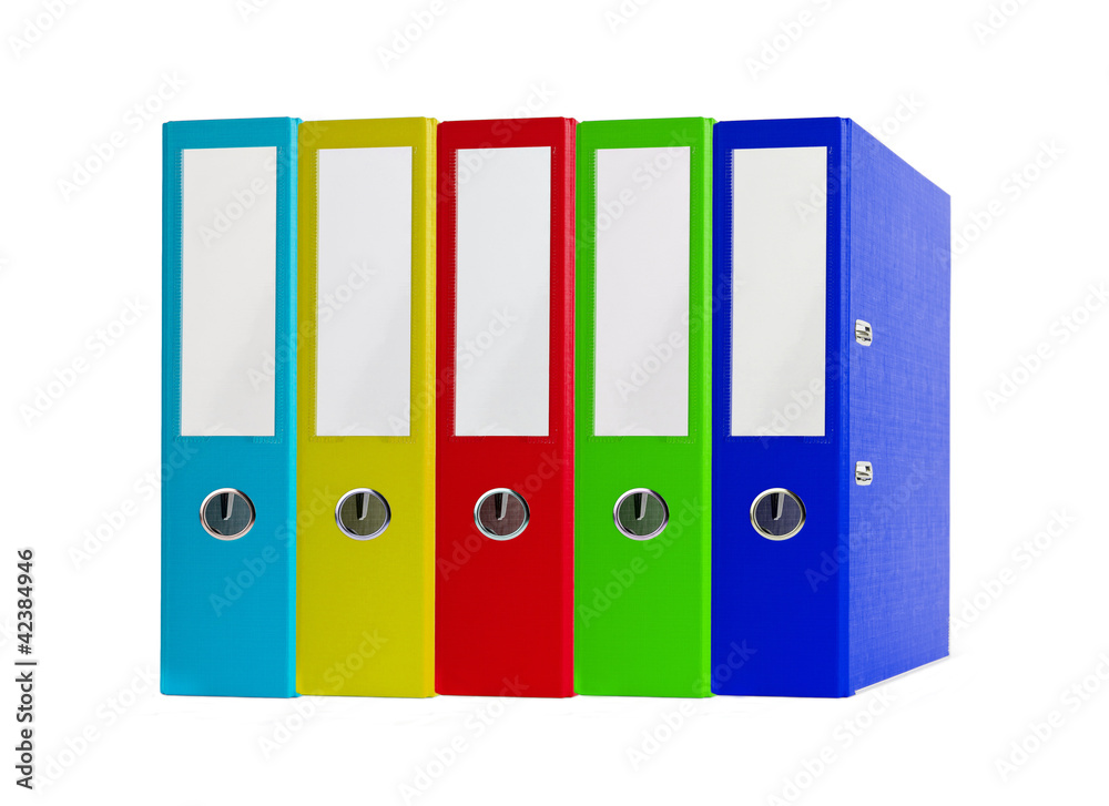 Colorful office folders isolated on white
