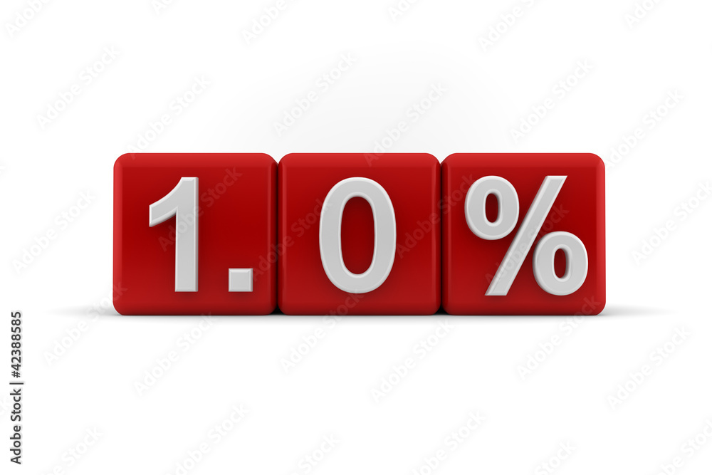 1.0 percent embossed on red cubes 1.0 percent embossed on red cubes