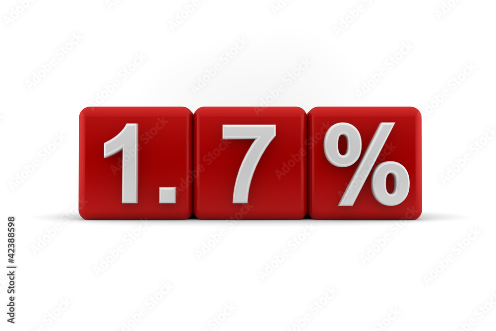 1.7 percent embossed on red cubes 1.7 percent embossed on red cubes