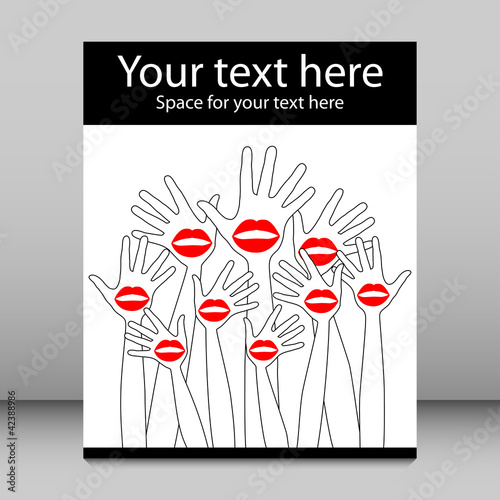 Lip hands party leaflet design.