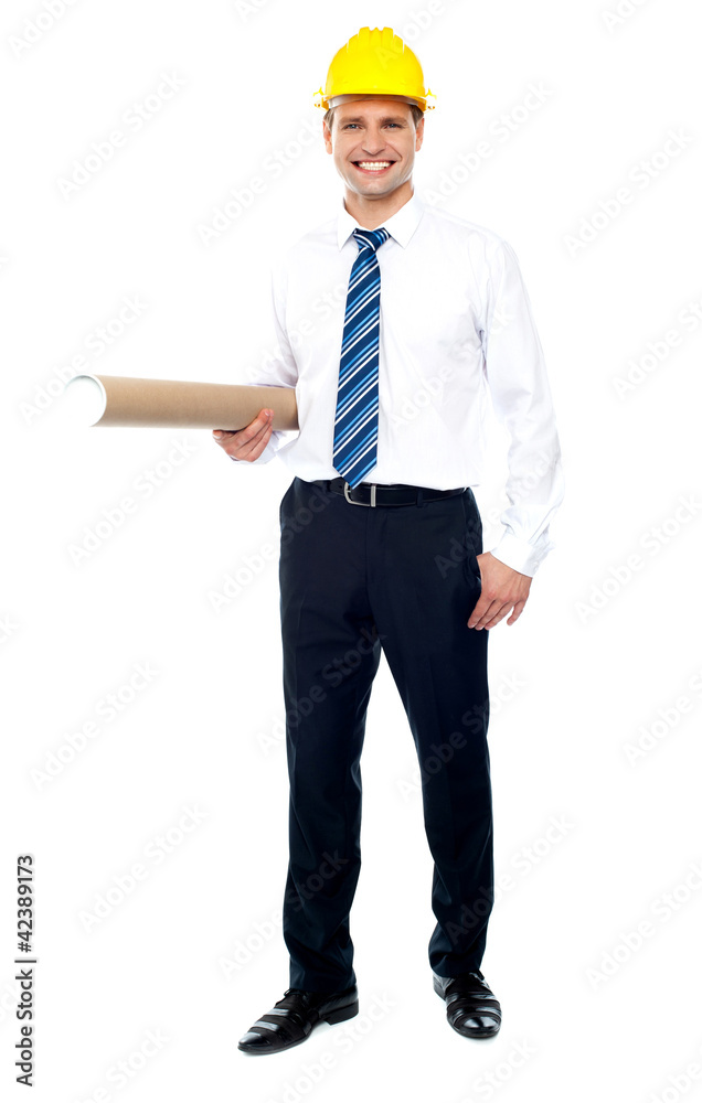 Civil engineer holding blueprint Civil engineer holding blueprint