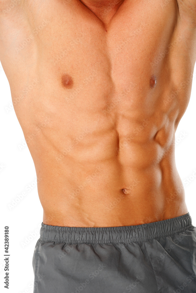 Part of a man's body on a white Part of a man's body on a white